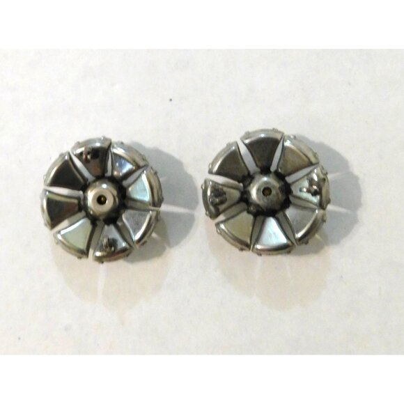 Vintage Crystal Rhinestone Flower Buttons With Double Shank 1.25 Inch - Picture 3 of 5